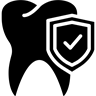 Tooth protected by a shield with a check mark