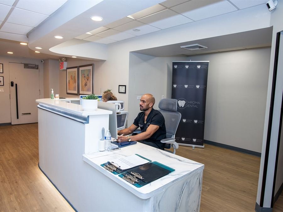 Reception at Suite 301, 155 East 55th Street.